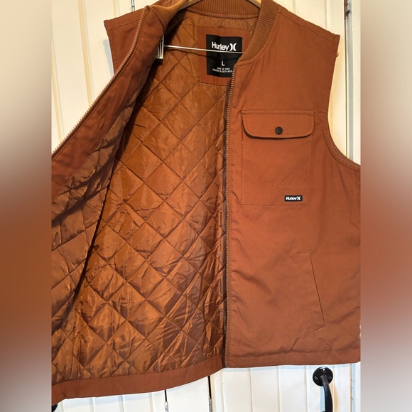 Mens Hurley Insulated Cotton Canvas Vest - Utility Vest - Picture 6 of 8
